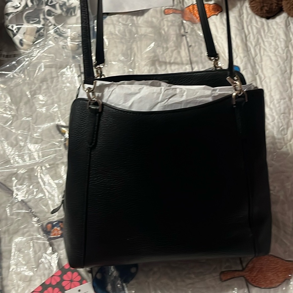 NWT Kate Spade medium triple compartment shoulder bag in black - Picture 7 of 13
